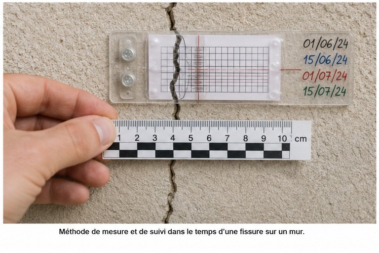 Méthode de mesure et de suivi dans le temps d’une fissure sur un mur